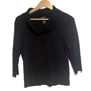 Y2K Black Mock Neck Swiss Dot Sweater